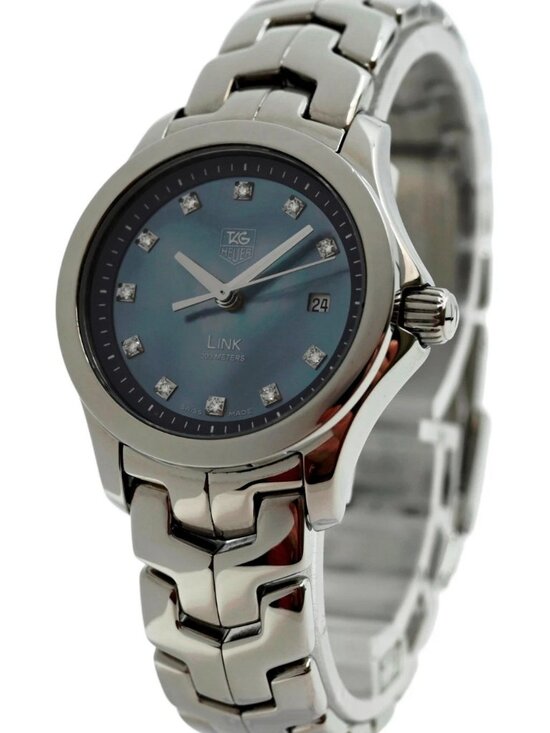 Tag Heuer 27mm Ladies Link Blue MOP Diamond Dial Swiss Made Watch! Ref: WJF131C! main image 9